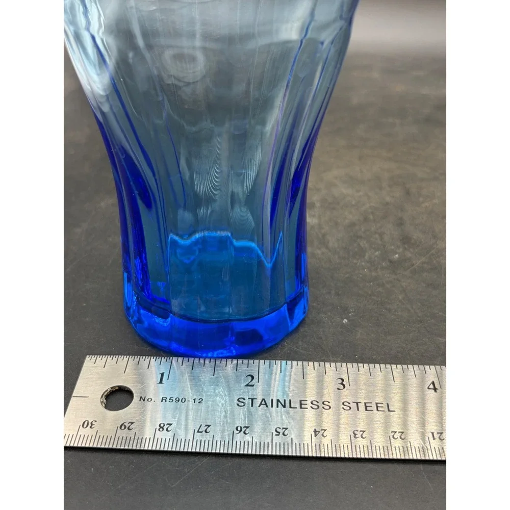 Coca-Cola Blue Ombre Glass Embossed Logo Bell Shape Tumbler 6 Inch